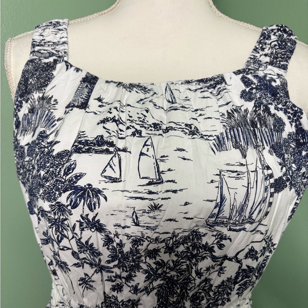 Vineyard Vines Navy and White Scenic Midi Dress XL girls - Picture 3 of 11